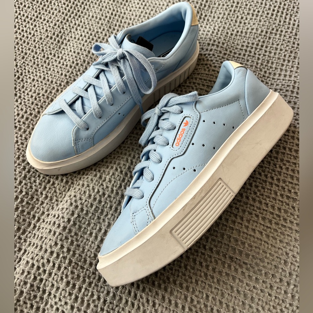 Adidas Sky Blue Platform Sneakers Size 8